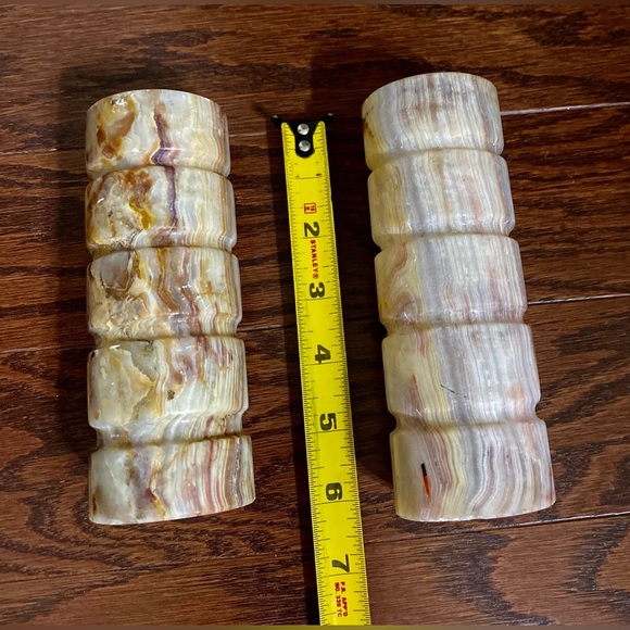 Candle Holders Set of 2 Decorative Onyx hand caved Multicolour - Picture 11 of 13